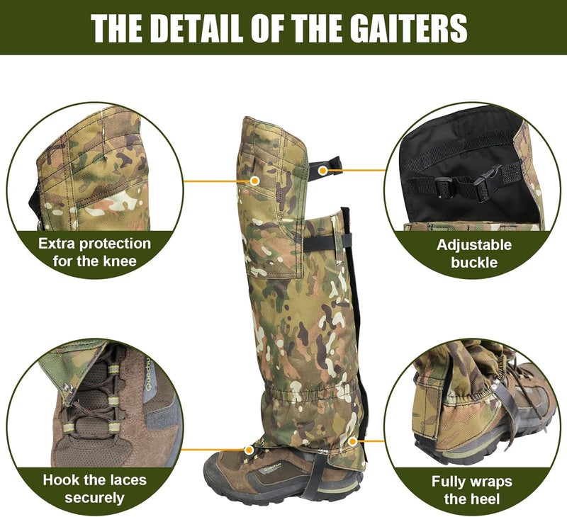 BZTAC Tactical Leg Gaiters High Gaiters Hunting Gaiters Knee Protection Anti-Tear Oxford Fabric Full Length Zip Waterproof Breathable Windproof for Outdoor Hunting Hiking Walking - Image 2